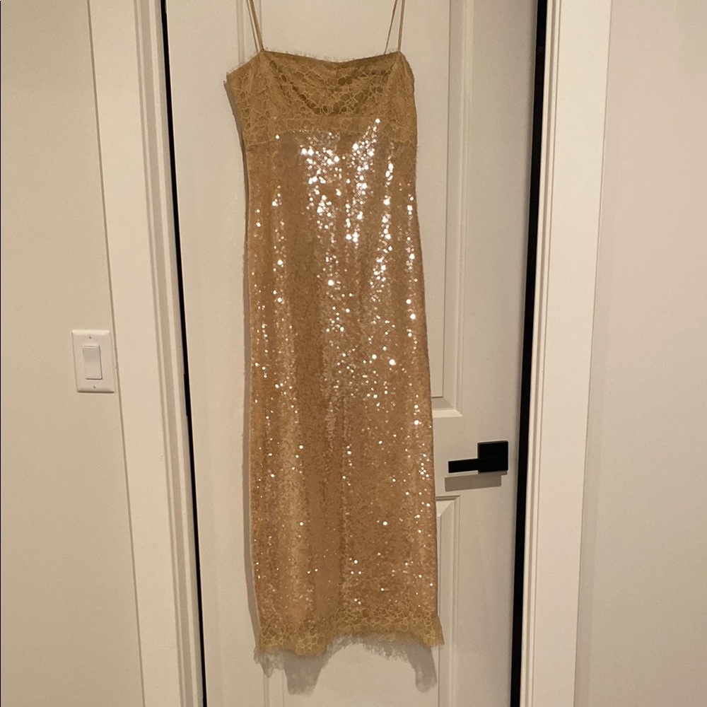 Jonathan Simkhai Valentina Ginger Root Shimmering Sequin Dress NWT